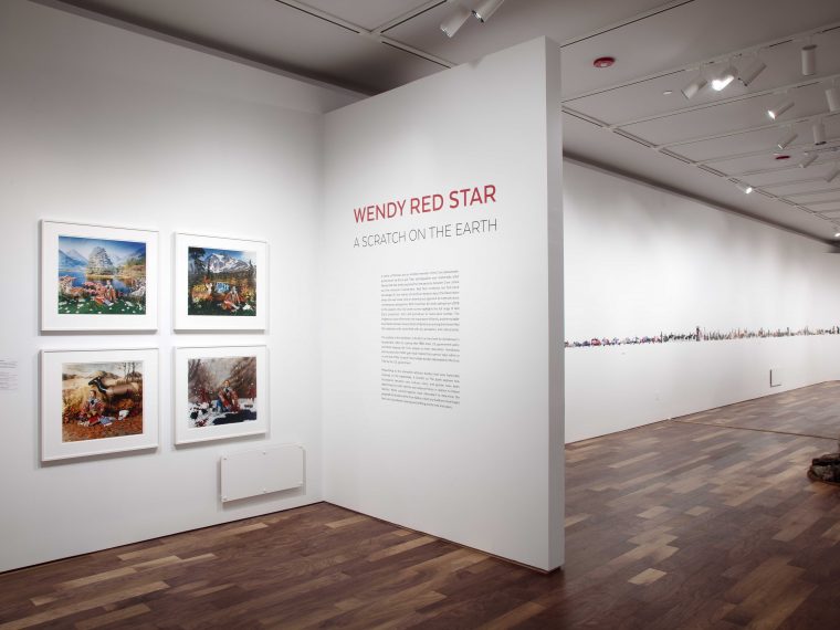 Installation view, Wendy Red Star: A Scratch on the Earth, The Newark Museum of Art, 2019 
©Wendy Red Star 