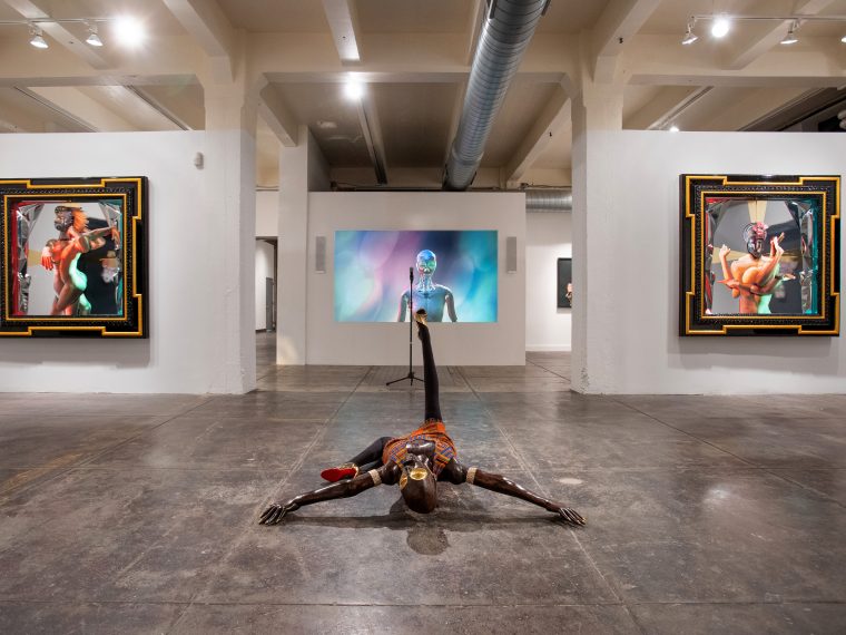 Installation image: To Be Real exhibition by Rashaad Newsome at the Philadephia Photo Arts Center. 2019. Photo by Anthony Wood
