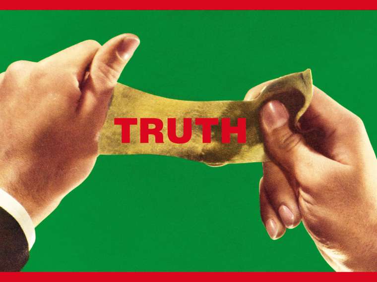 Barbara Kruger
“Untitled (Truth),” 2013
Digital print on vinyl
70 × 115 in. (178.6 × 292.1 cm)
Collection of Margaret and Daniel S. Loeb
© Barbara Kruger, digital image courtesy of the artist