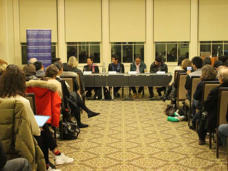 Panelists at a March 2019 public program entitled “Art in Contested Political and Cultural Terrains: Asia.” Panelists included: 

MC Kash, Hip-hop singer from Kashmir; Tenzing Rigdol, Painter, poet, visual artist from Tibet;
Maria Madeira, Painter, visual artist from Timor-Leste; and Seckon Leang, Painter, performer and visual artist from Cambodia

