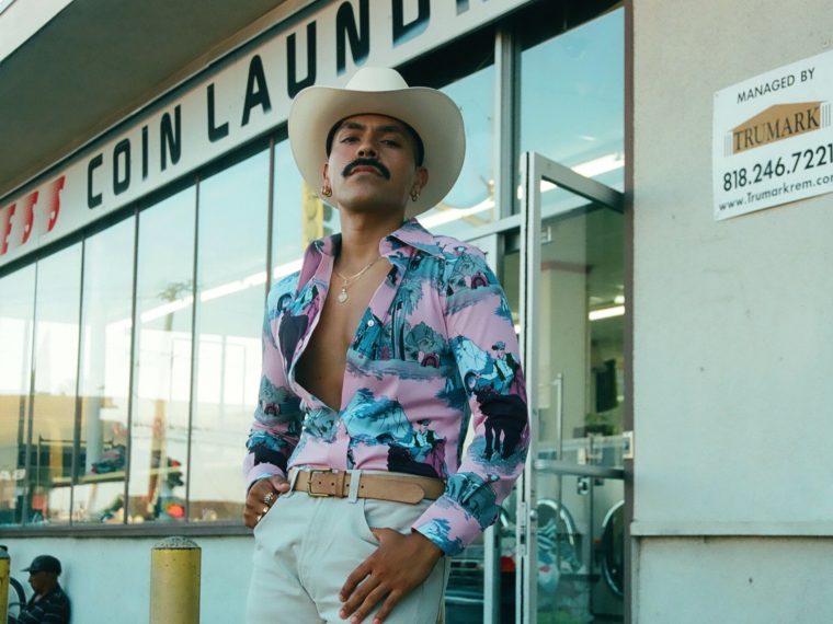 Fabian Guerrero, Jose in front of Laundromat, Lynwood, CA, 2017.
From the series Brown Queer Rancheros. Photograph, 16 x 20 in. 
Collection of the artist, Los Angeles, CA, Courtesy American Federation of Arts.
