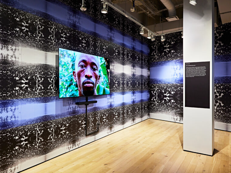 Adama Delphine Fawundu, Who We Be, 2024. Installation view in Blues People at Express Newark. Photo by Rachel Vanni.