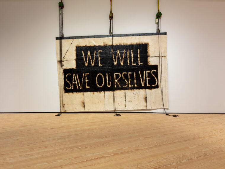 Installation view of Theaster Gates: The Gift and The Renege at Contemporary Arts Museum
Houston, 2024. Photo by Alex Barber.