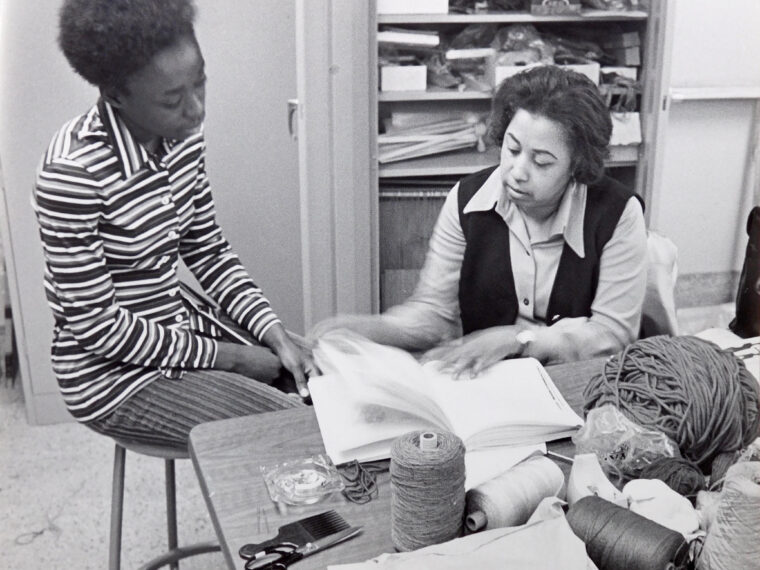 Unknown Langston Hughes Center for the Visual and Performing Arts Center Photographer, Untitled (Wilhelmina Godfrey and Student), ca. 1971. Digital scan of original photograph, 6 ½ x 8 inches; Image courtesy of Clarence Scott.