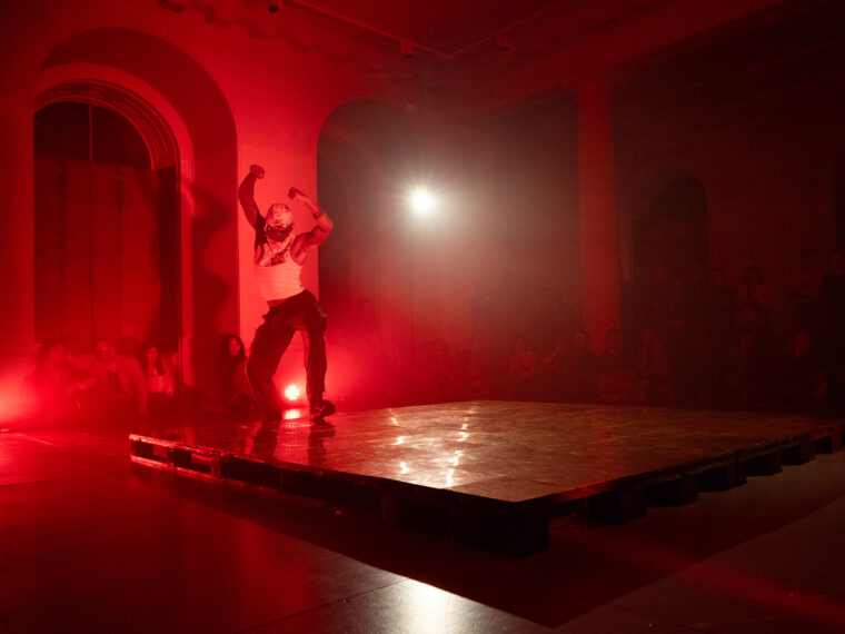 Joseph Namy, Disguise as Dancefloor. Sculpture, performance and research project. Copper tiles and sound. Performed at Somerset House in London, UK. Photo credit © Anne Tetzlaff