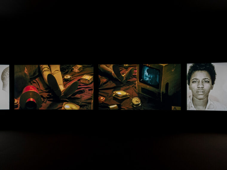 Installation view of John Akomfrah The Hour Of The Dog at the Baltimore Museum of Art, November 2025. Photo by Mitro Hood