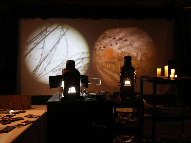 Installation view of Melissa Ferrari’s Magic Lantern Performance Relict: A Phantasmagori. Photo by Melissa Ferrari