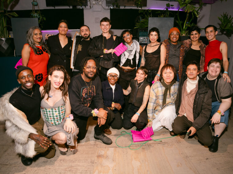 A group of Queer|Art staff, Mentors, and Fellows gather at the Queer|Art Annual Party at
Nowadays in 2025, photo by Arin Sang-urai.