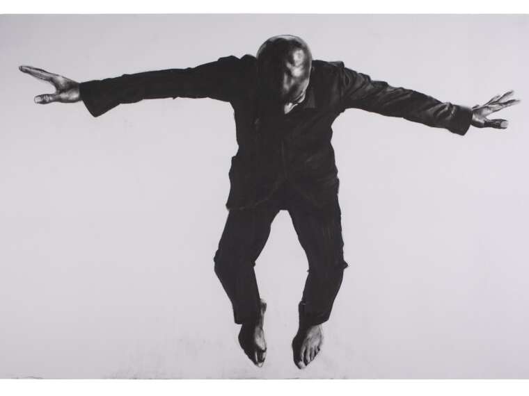Seitu Ken Jones, At Peace, 2023. Charcoal on paper, 72 1/4 x 111 1/4 in. Courtesy of the artist. Photography: Tj Turner